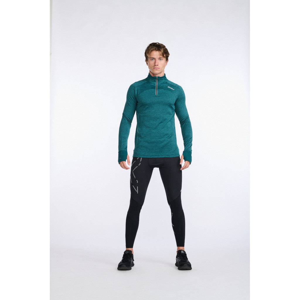 2XU Ignition 1/4 Zip, Longsleeve, Men, deep jade/silver reflective, petrol