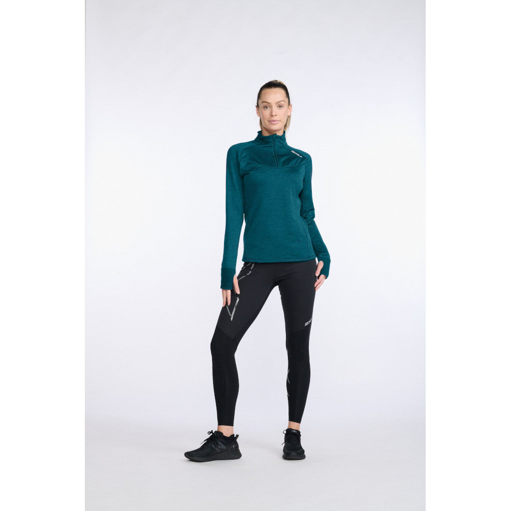 2XU Ignition 1/4 Zip, longsleeve, women, deep jade/silver reflective, petrol