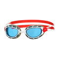 Zoggs Predator, Schwimmbrille, white/red/tint, blaue Gläser, rot/weiß